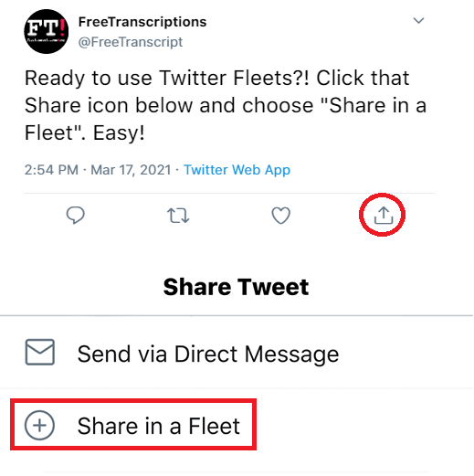 Share Tweet in a Fleet Example