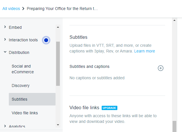 Upload subtitle file on vimeo video